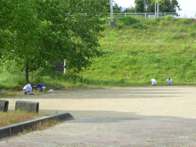 技術研究所　会社前の公園清掃の様子