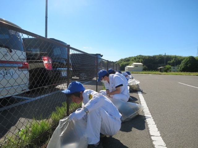 鈴鹿工場　周辺道路の草取りやゴミ・落ち葉拾いをしました