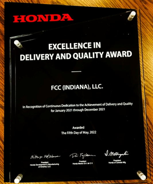 １．Excellence in Quality and Delivery Award